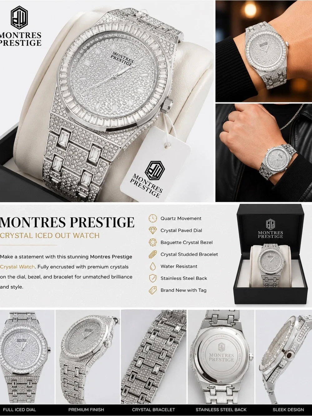 Invicta Silver Crystal Iced-Out Men's Watch